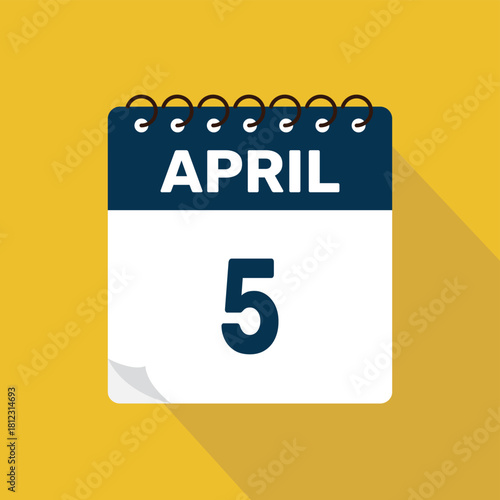 april 5 calendar icon vector illustration with design