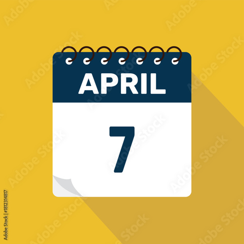 april 7 calendar icon vector illustration with design