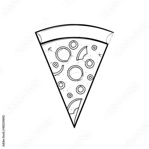 Hand drawn pizza slice isolated on, food illustration design