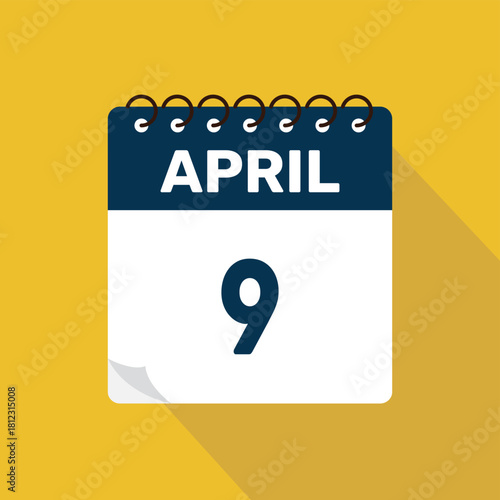 april 9 calendar icon vector illustration with design