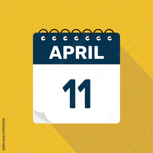 april 11 calendar icon vector illustration with design