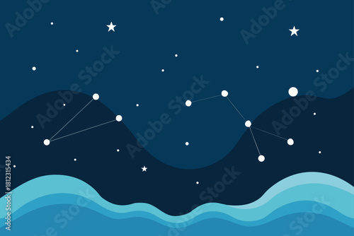 Starlit Ocean with Perfectly Mirrored Constellations