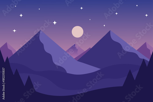 Twilight Mountain Valley With Early Stars Artwork