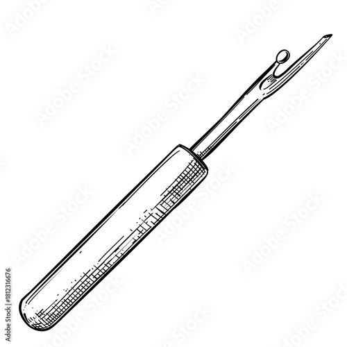 Seam ripper sewing vector line art hand drawn illustration