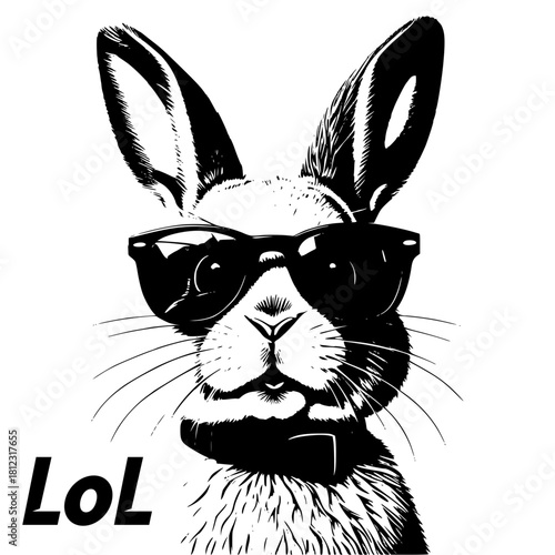 Cool Bunny in Sunglasses: An illustrated rabbit sporting trendy sunglasses, exuding an air of playful coolness.