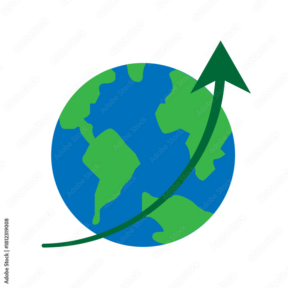 Naklejka premium Global Growth Arrow Icon, Simple Icon Vector Design, best used for presentation, application, web and banner
