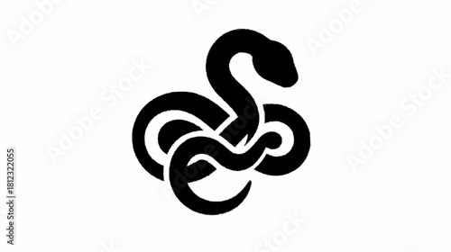 Black snake vector illustration on white, animal character design