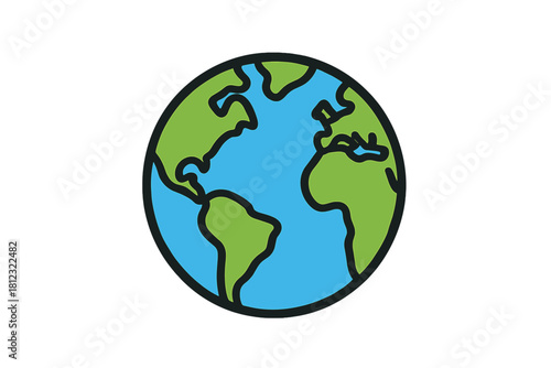 Minimalist flat style representation of the planet Earth showing global geography
