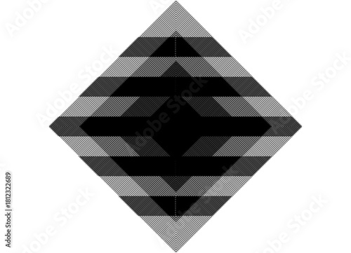 Four-pointed striped pattern of thin broken black lines on a white background. Vector background for covers, advertising, posters, packaging. Design element. Frame, place for text. Basis for label