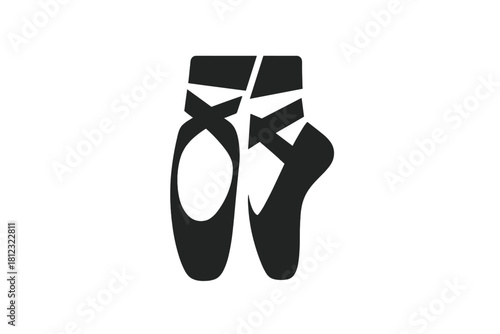 Stylized black and white symbol of a pair of professional dancer's ballet pointe shoes