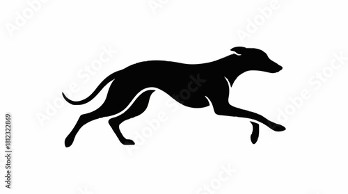 Black running dog silhouette vector illustration of a animal design icon