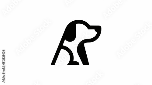 Vector illustration of a black dog silhouette icon on a white background
