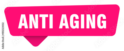 anti aging magenta sticker isolated on transpatent background. anti aging sign