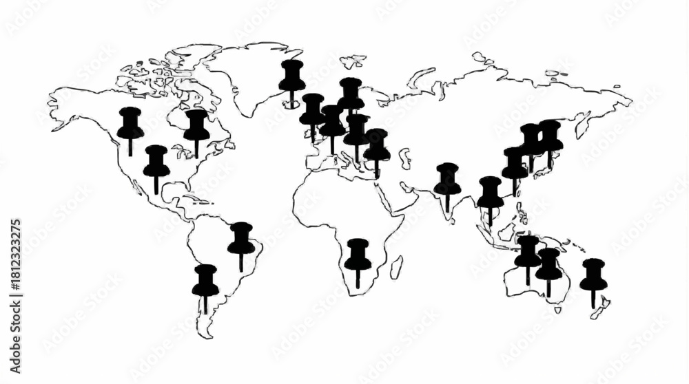 Obraz premium Vector silhouette of a global world map for international business communication design