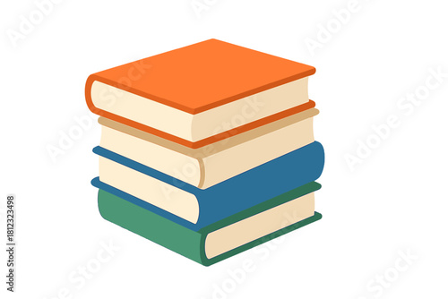 Stack of colorful hardcover books piled up for education, reading, and knowledge acquisition