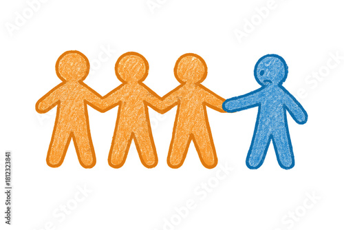 Stylized human figures symbolizing social exclusion, loneliness, and being left out