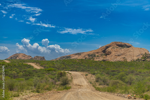 Gravel secondary road in northern Namibia