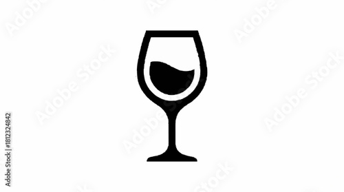 Clear crystal wine glass with liquid beverage isolated on a clean white background