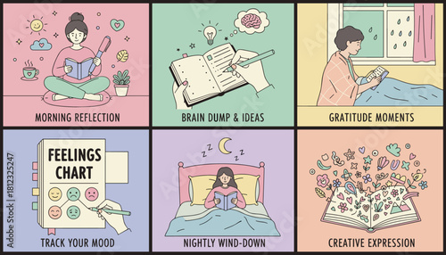 Journaling methods for selfcare creativity and mental wellness Morning reflection mood tracking and ideas