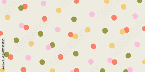 A pastel confetti vector backdrop with playful polka dots and scribbled crayon- and charcoal-style textures,perfect for modern holiday looks, Christmas accents, birthday themes,  festive party designs