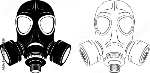 A black gas mask isolated on, designed for protection against hazardous substances, ensuring safety in dangerous environments with its robust filtration system