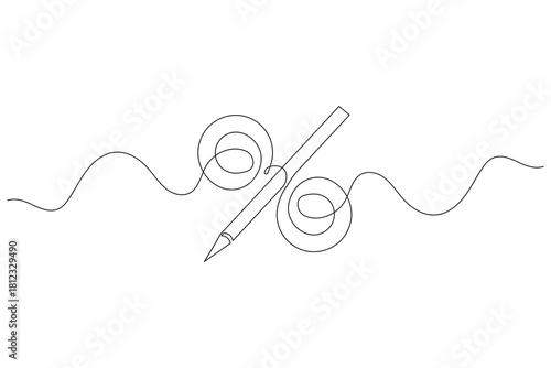 Continuous line drawing of the percent sign
