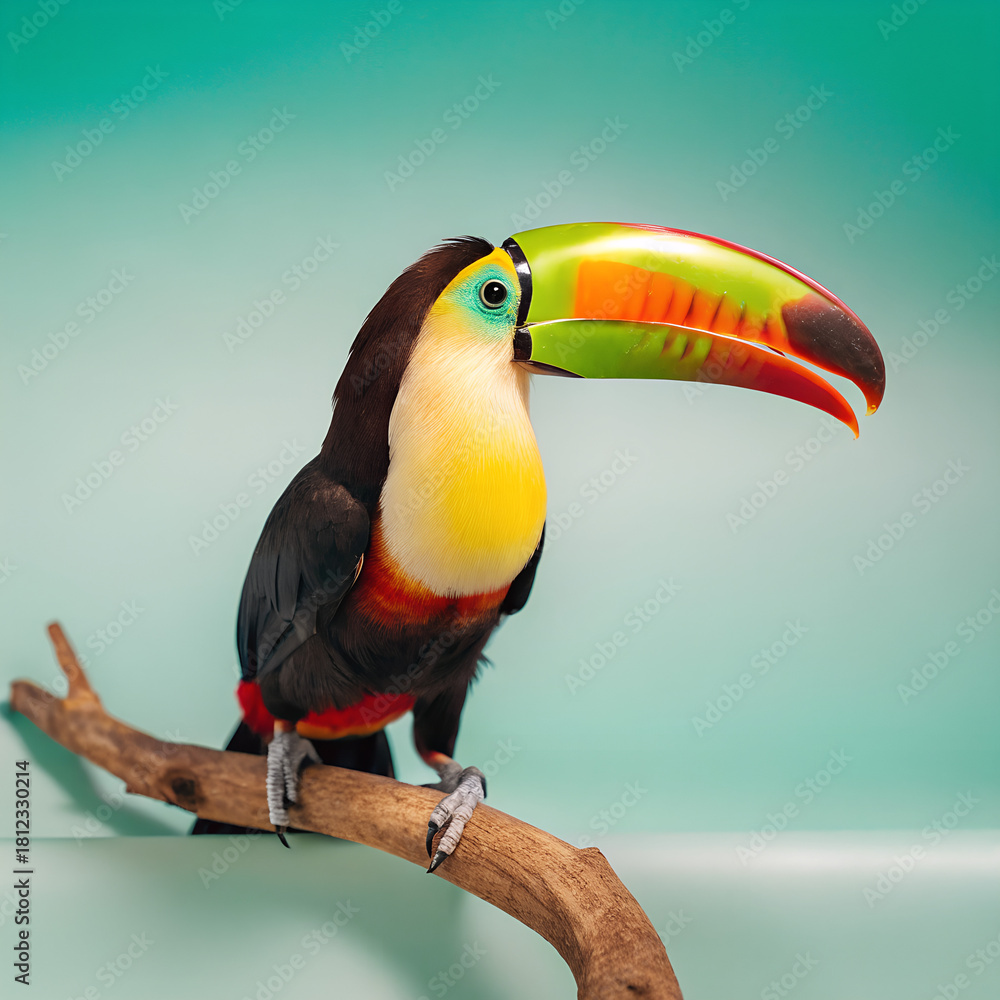 Naklejka premium Keel-billed Toucan Isolated on Pastel Background
