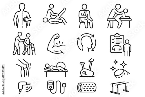 Physical Therapy & Rehabilitation Icons Set