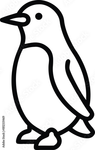 Penguin bird vector outline icon on white background