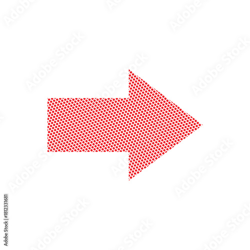Halftone Arrow Symbol in Red and White stock illustration