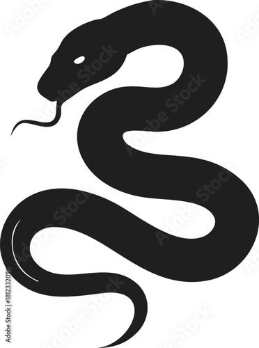 Wallpaper Mural Elegant snake vector illustration, smooth curved serpent silhouette design, minimal black reptile artwork, dangerous wild animal symbol, modern tattoo style graphic, Snake silhouette icon Torontodigital.ca