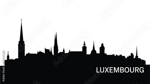 Luxembourg city skyline silhouette against white background