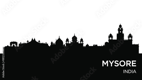Mysore india skyline silhouette of historic buildings