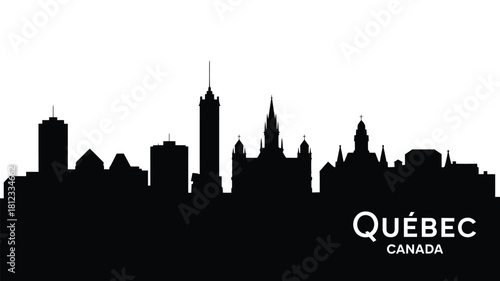 Quebec city skyline silhouette with canada text