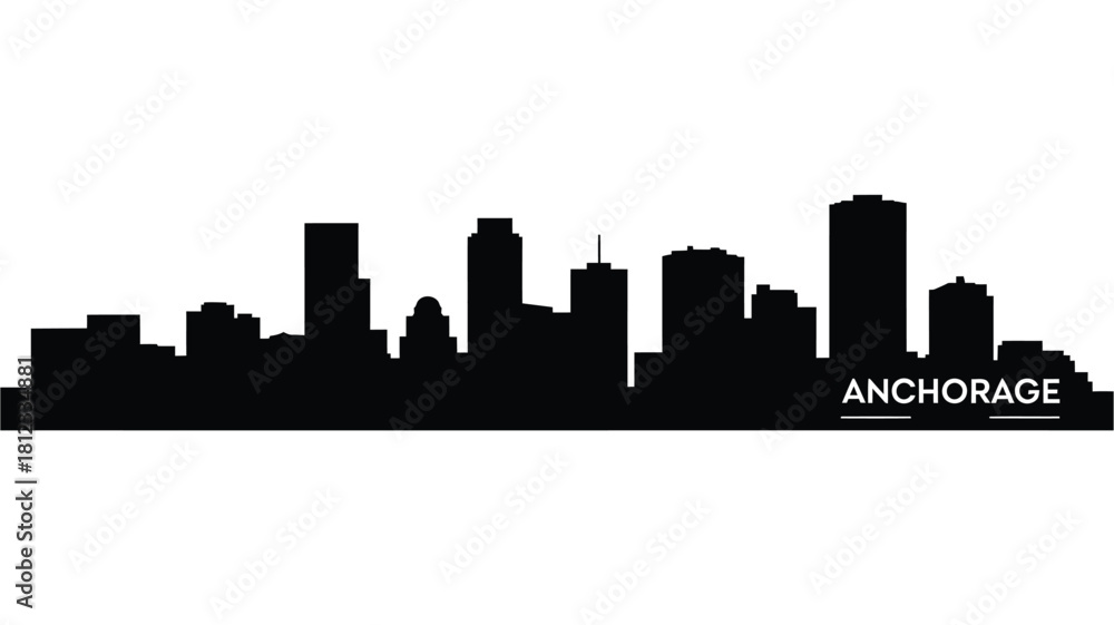 Naklejka premium Anchorage alaska cityscape silhouette
