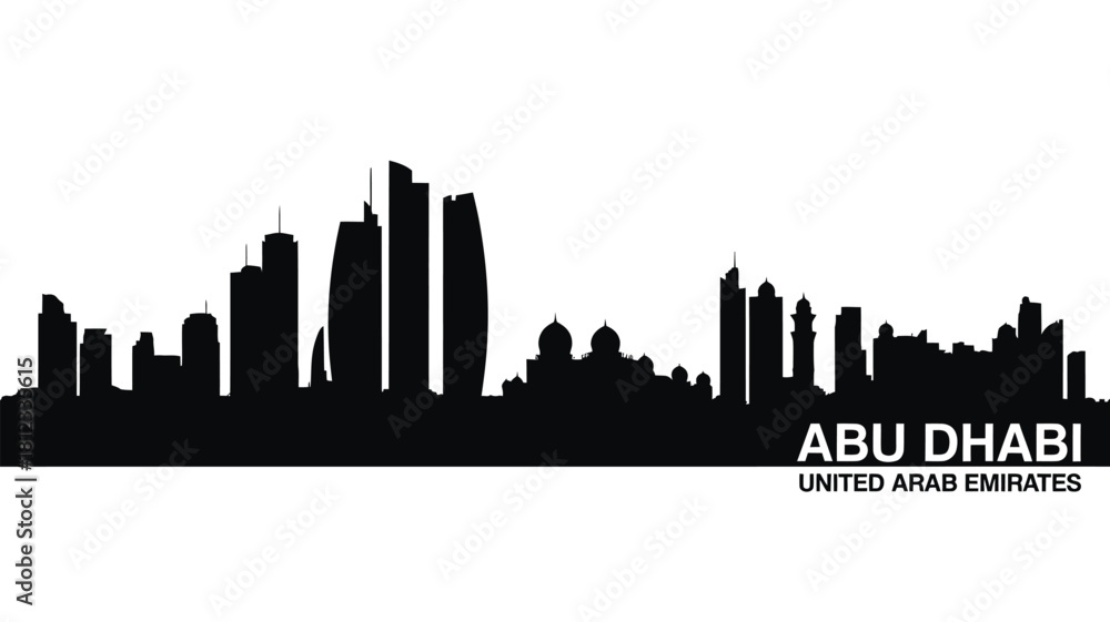 Fototapeta premium Abu dhabi skyline silhouette against white background
