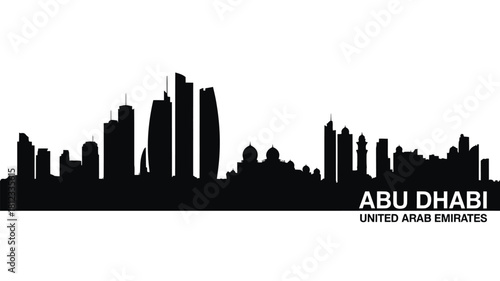 Abu dhabi skyline silhouette against white background