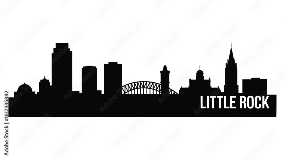 Naklejka premium Little rock arkansas skyline silhouette black and white
