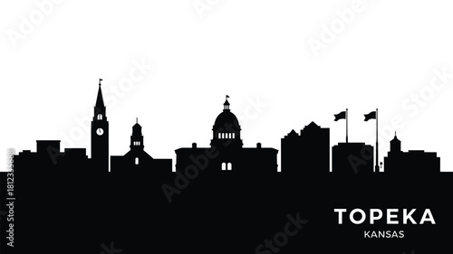 Topeka kansas skyline silhouette at dusk