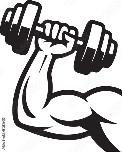 Muscular Arm Holding Dumbbell Weightlifting Icon Vector Art Keywords: arm, muscular, bicep, dumbbell, weight, fitness, gym