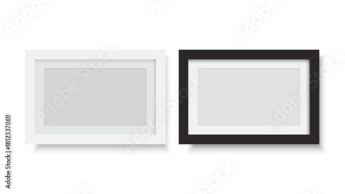 Picture frame. Black and white wooden frames on white background