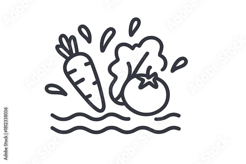 Fresh carrot and tomato vegetables splashing in water symbolizing healthy eating