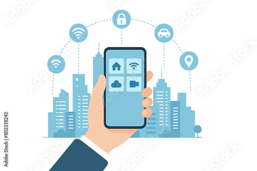 Mobile phone application interface for digital connectivity and smart city management