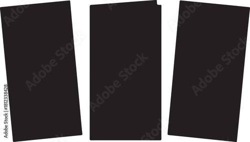Three Black Rectangular Panels with Slight Overlap and Tilt rectangle block