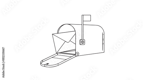 Business concept illustration of a metal mailbox icon with paper clips for online office correspondence