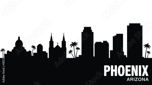 Phoenix arizona city skyline silhouette with palm trees