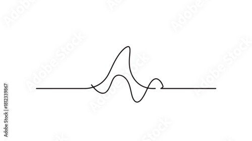Vector illustration of an electric guitar and an abstract musical instrument silhouette, drawn with a single black line, like a fishing hook