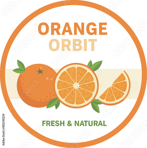 Orange Orbit Fresh and Natural Fruit Citrus Illustration Design Vector Illustration 