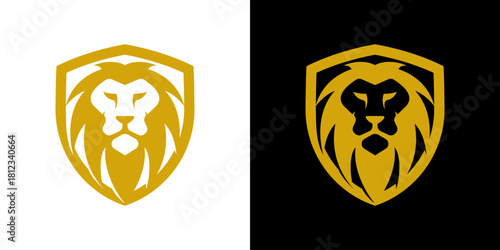 head lion shield. royal lion shield logo icon. 