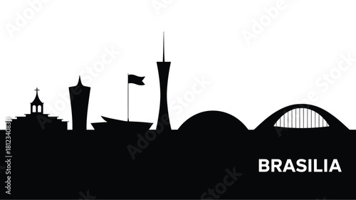 Brasilia skyline silhouette of famous landmarks